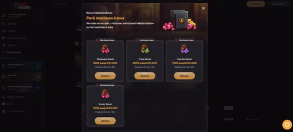 bonus hebdomadaires madcasino
