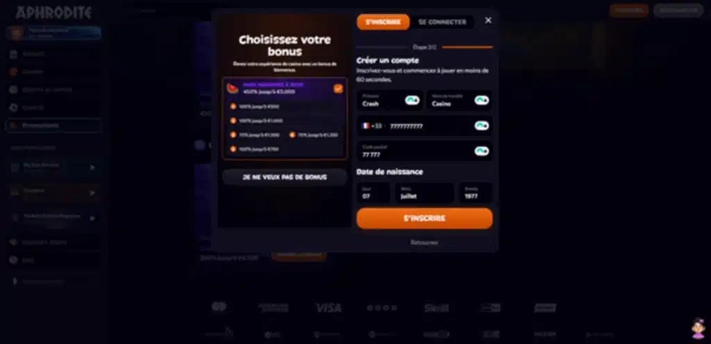 choisir bonus aphrodite casino