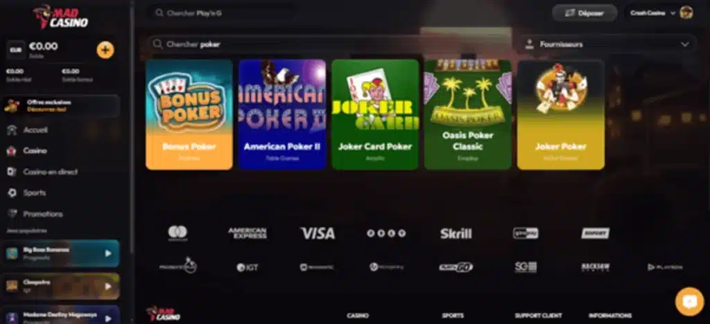 jeux de table madcasino