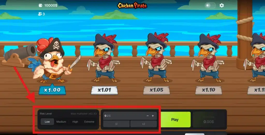 miser sur chicken pirate en argent