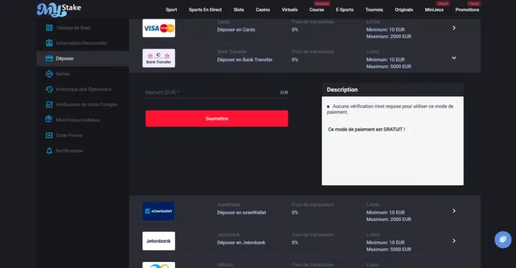 renseigner IBAN casino