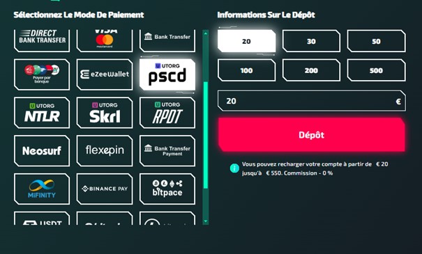 dépôt paysafecard casino