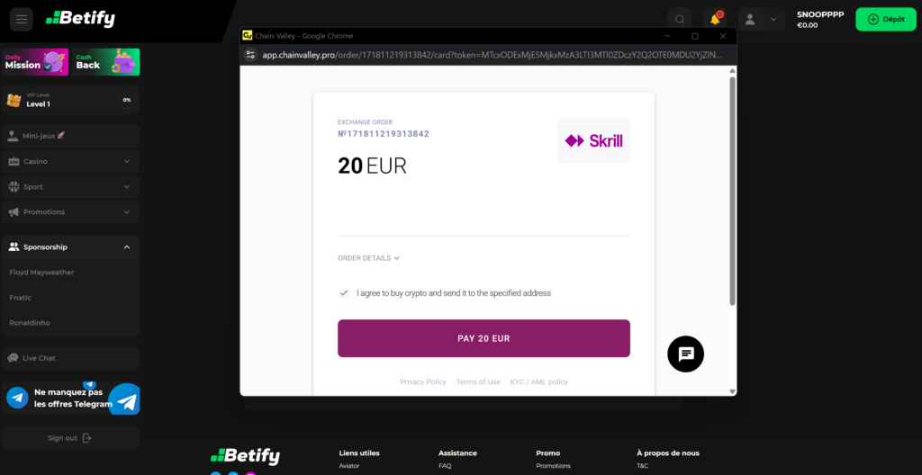 adresse mail skrill casino