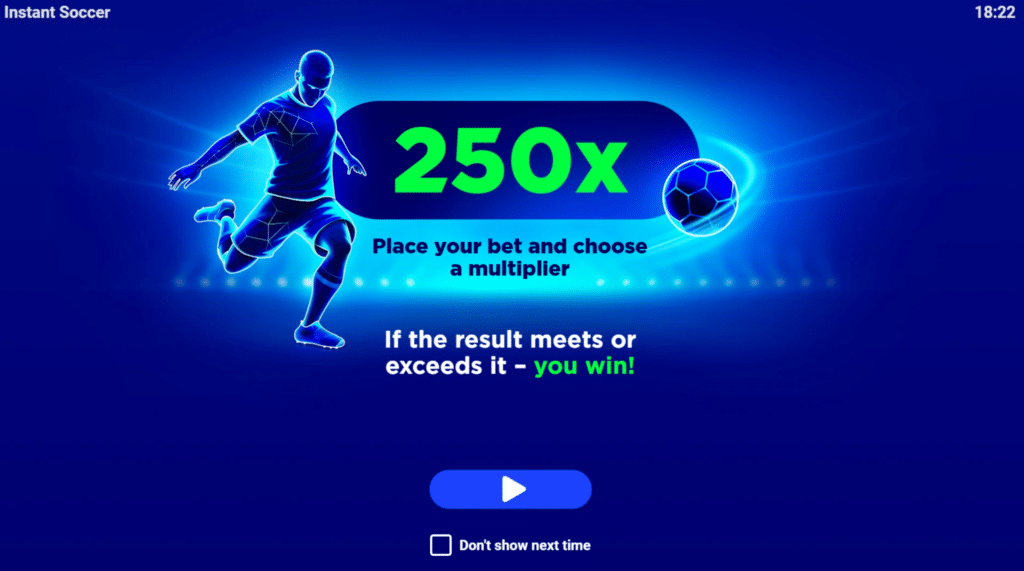 jouer à instant soccer evoplay