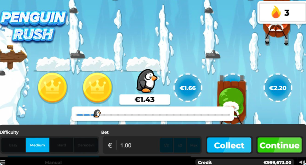 jouer à penguin rush argent