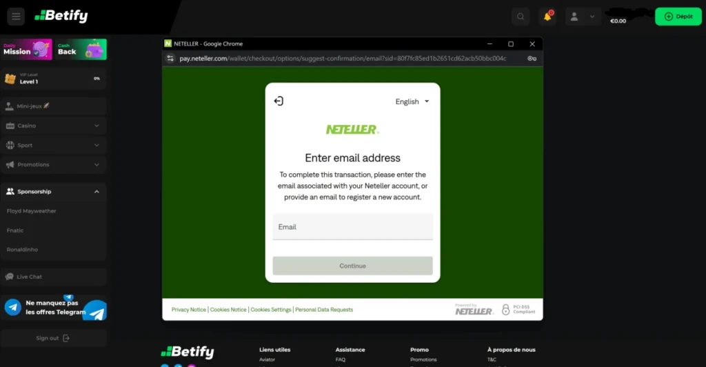 compte neteller sur betify