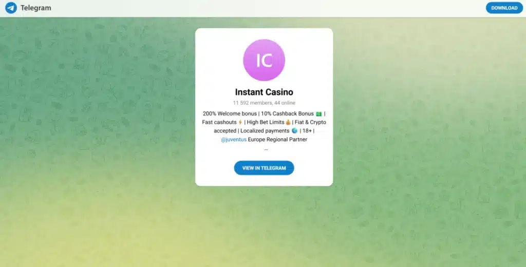 instant casino telegram